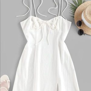 ZAFUL Tie Shoulder Bowknot Slit Mini Dress - NWT